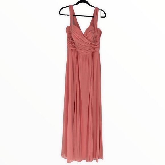 Jenny Yoo Full Length Convertible Chiffon Dress Gown Apricot size 14 NWT JY515 - Picture 3 of 16